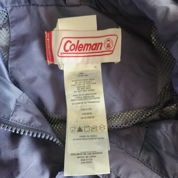 Coleman Outdoor Windbreaker Jacket Mens 2XL Waterproof Hiking Gorpcore Hooded - Picture 3 of 10